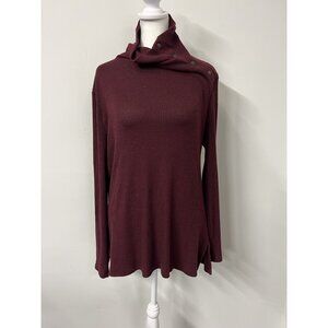 Soft Surroundings Sweater Women’s Lg Earth Tone Ribbed Knit Buttoned Turtle Neck